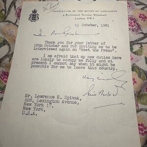 🇬🇧 Iain Macleod — 1961 Signed Autograph Letter | Chancellor of the Exchequer